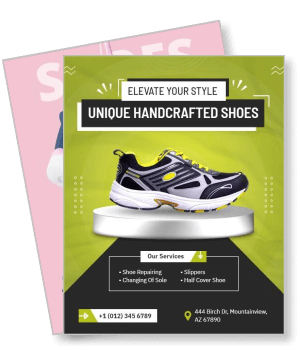 unique handcrafted shoes promotional black sport sneaker display template
