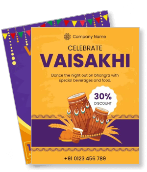 vaisakhi celebration design with dhol and discount offer template
