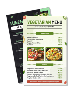 vegetarian menu template with appetizer and entree options