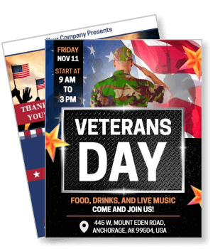 veterans day event flyer anchorage usa food drinks live music celebration template