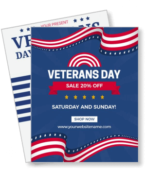 veterans day sale shop now 20 percent off promotion banner template
