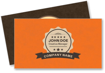 vintage business card design with orange background and emblem template