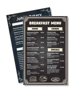 vintage style breakfast menu display with specials and combos template