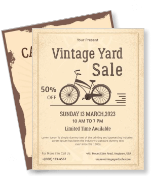 vintage yard sale discount promotion event information template
