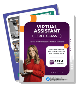 virtual assistant free class flyer online training april4 template