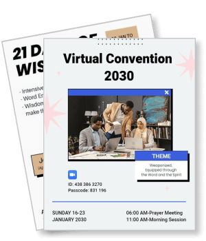 virtual convention 2030 event with theme and schedule template