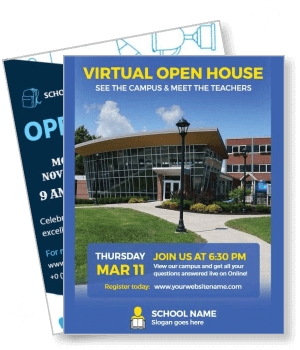 virtual open house event school promotion flyer design template