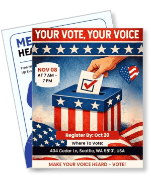 vote your voice registration election american theme template