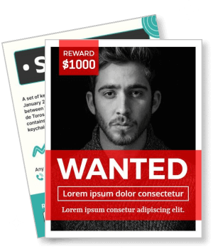 wanted template with reward and placeholder text