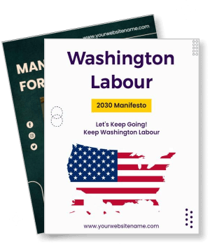 washington labour 2030 manifesto with american flag design template