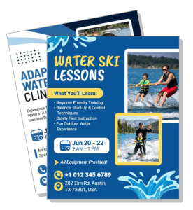 water ski lessons flyer beginner friendly training austin texas template