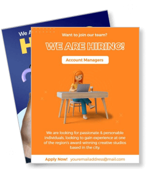 we are hiring advertisement account managers position orange design template