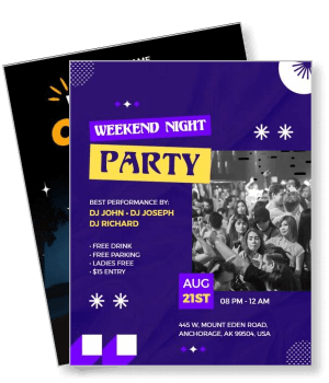 weekend night party flyer purple theme august anchorage template