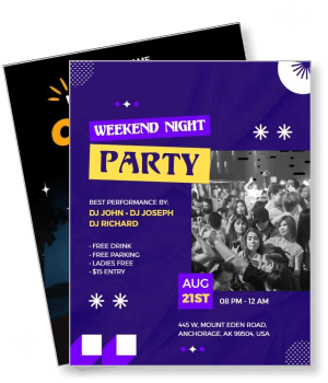 weekend night party purple theme august anchorage template