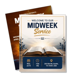welcome to midweek service church event flyer template
