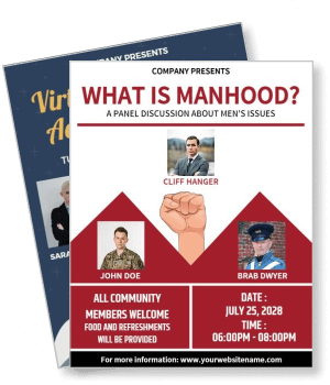 what is manhood panel discussion mens issues event poster template