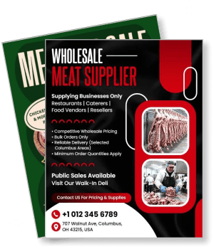 wholesale meat supplier poster contact information and services highlighted template