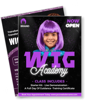wig academy promotional purple hair class details template