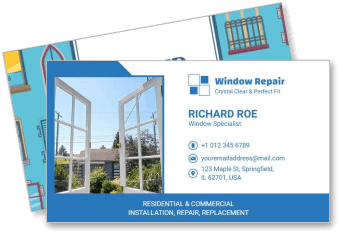 window repair specialist business card design template