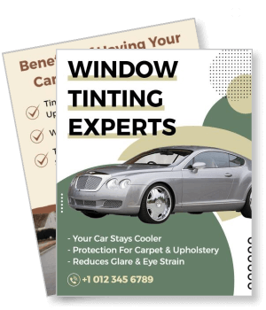 window tinting service with silver car and contact details template
