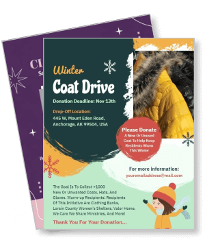 winter coat drive donation poster anchorage location details template