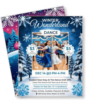 winter wonderland dance event flyer december 14 2023 template