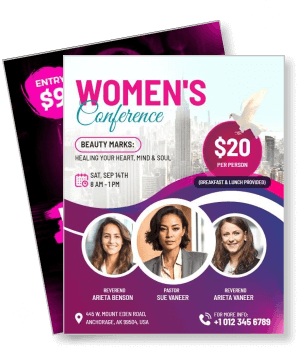 womens conference event details speakers contact information template