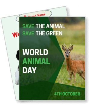 world animal day save the animals and green on october fourth with wildlife deer template