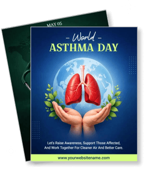 world asthma day awareness with lungs earth and support message template