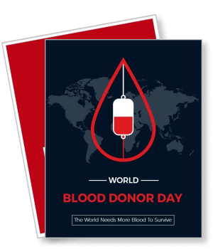 world blood donor day awareness design with blood drop and globe background template