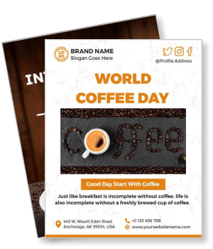world coffee day promotional with coffee beans and cup template
