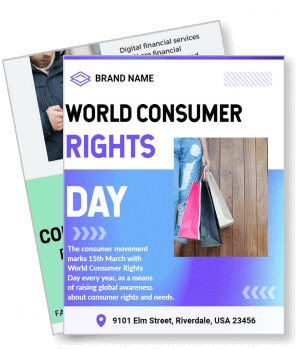 world consumer rights day with shopping bags and information template