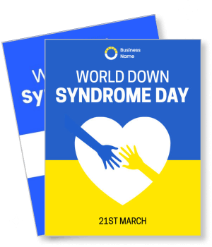 world down syndrome day awareness design with heart and hands illustration template
