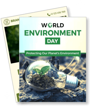 world environment day protecting our planet green leaf lightbulb design template