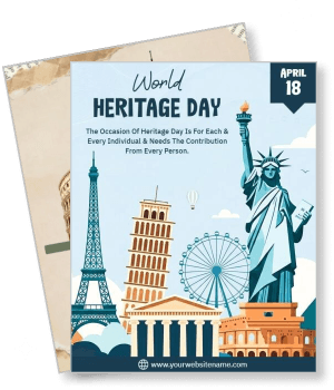 world heritage day celebration with famous monuments illustration template