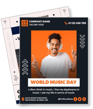 world music day template with headphone listening music celebration design