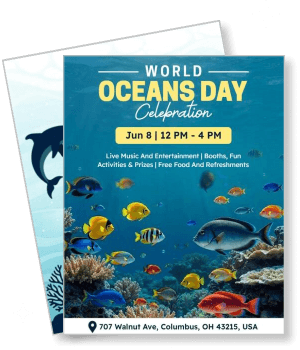 world oceans day celebration event marine life theme template