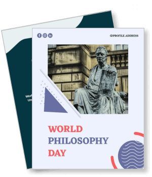 world philosophy day event with statue image template