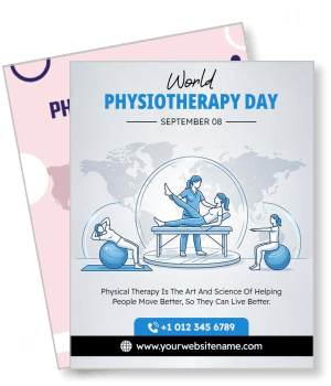 world physiotherapy day poster illustration with therapist and patients september 08 template