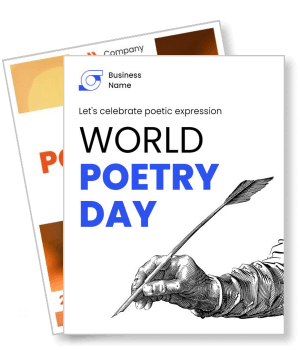 world poetry day celebration with quill pen and hand drawing template