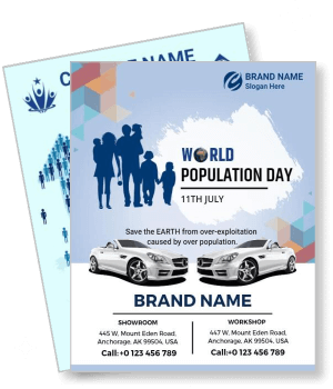 world population day event design with cars and brand logo template