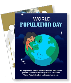 world population day with earth and girl promoting awareness template