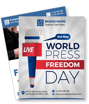 world press freedom day event with microphone design template