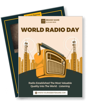 world radio day celebration with retro radio illustration template