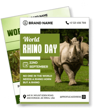world rhino day with rhino image and event details template