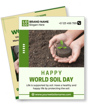 world soil day with hands holding seedling and soil banner template