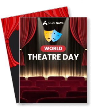 world theatre day celebration with masks and curtains template
