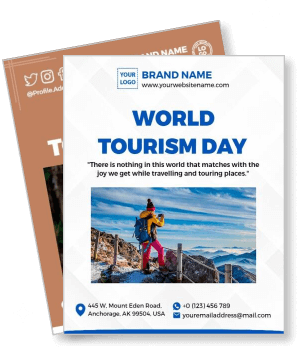 world tourism day hiking mountains promotional template