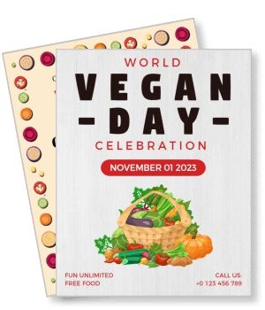 world vegan day celebration november 2023 vegetable basket design template