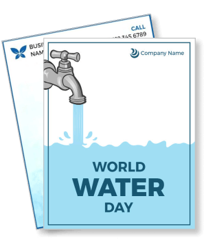 world water day awareness campaign design with tap and water flow template